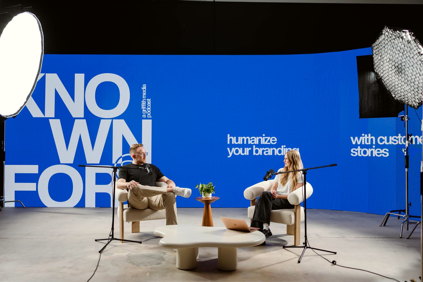 Grace and Paul Griffith recording Known For on the Griffith Media studio set